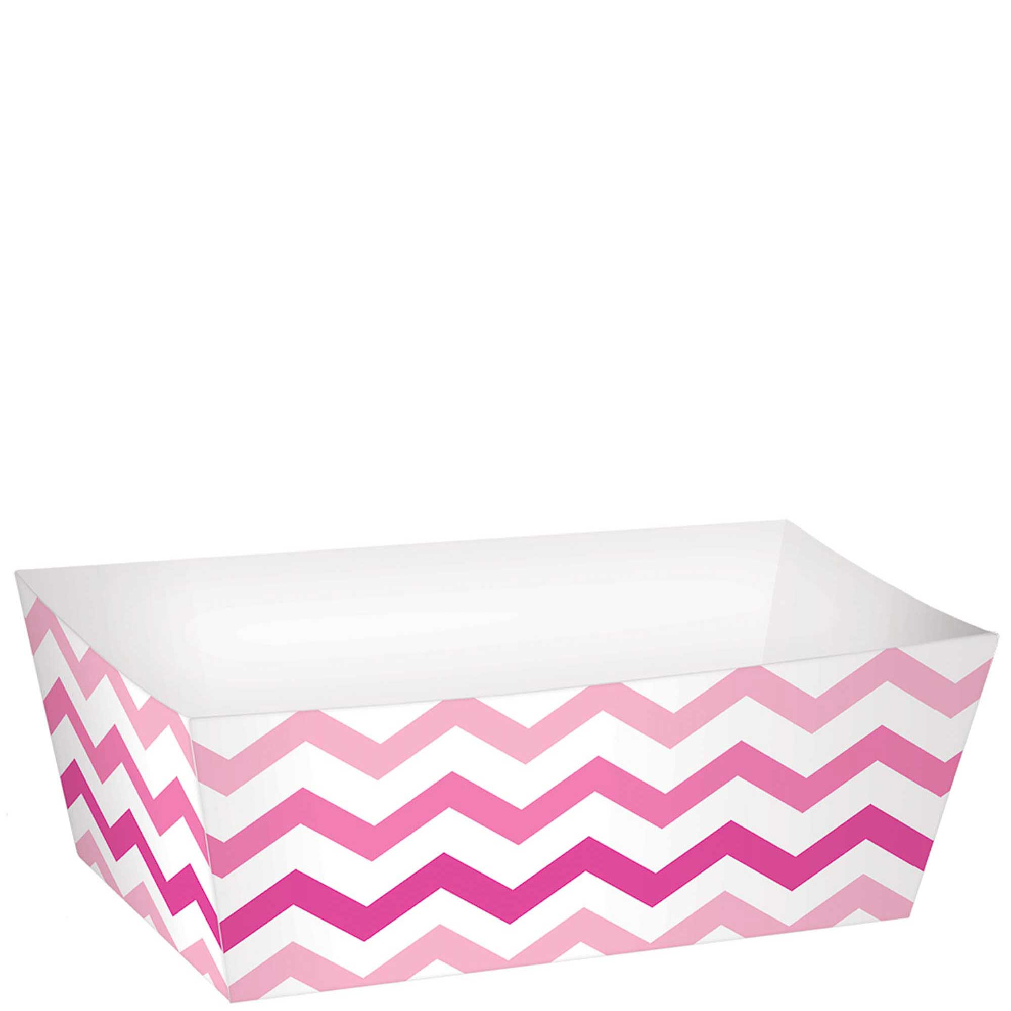 Pink Paper Mini Rectangular Chevron Snack Tray 24pcs Candy Buffet - Party Centre - Party Centre