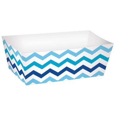 Blue Paper Mini Rectangular Chevron Snack Tray 24pcs Candy Buffet - Party Centre - Party Centre