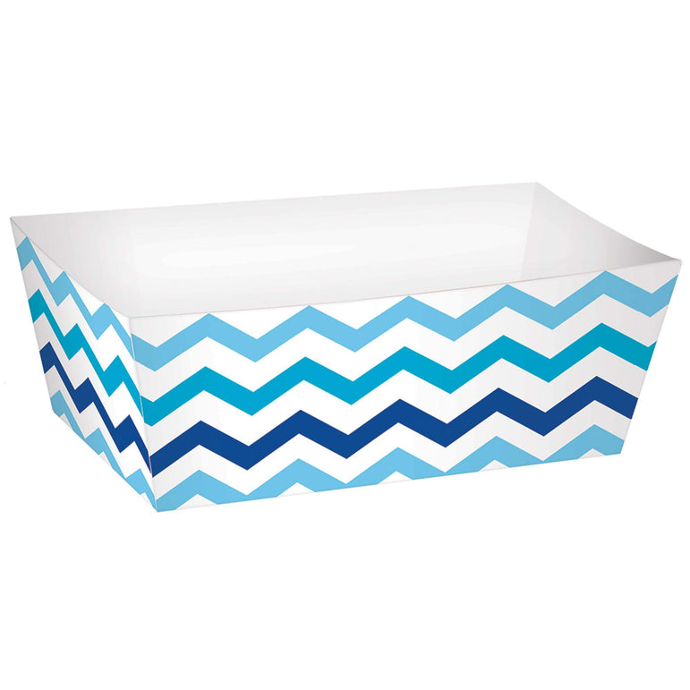 Blue Paper Mini Rectangular Chevron Snack Tray 24pcs Candy Buffet - Party Centre