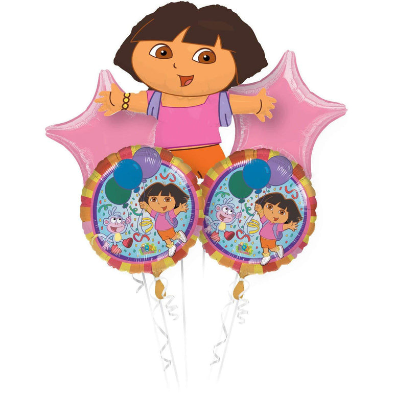 Dora Balloon Bouquet 5pcs Balloons & Streamers - Party Centre
