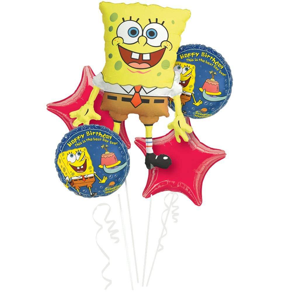 SpongeBob Bday Bouquet 5pcs Balloons & Streamers - Party Centre - Party Centre