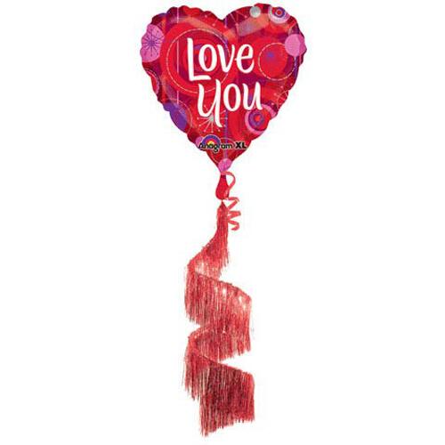 Love You Coil Tail Balloon Balloons & Streamers - Party Centre - Party Centre