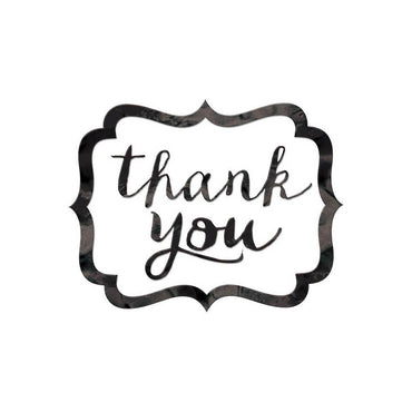 Black Thank You Stickers 50pcs Favours - Party Centre - Party Centre