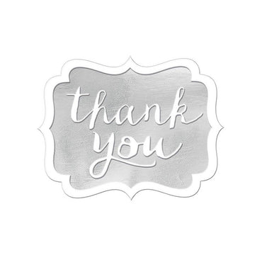Silver Thank You Stickers 50pcs Favours - Party Centre - Party Centre