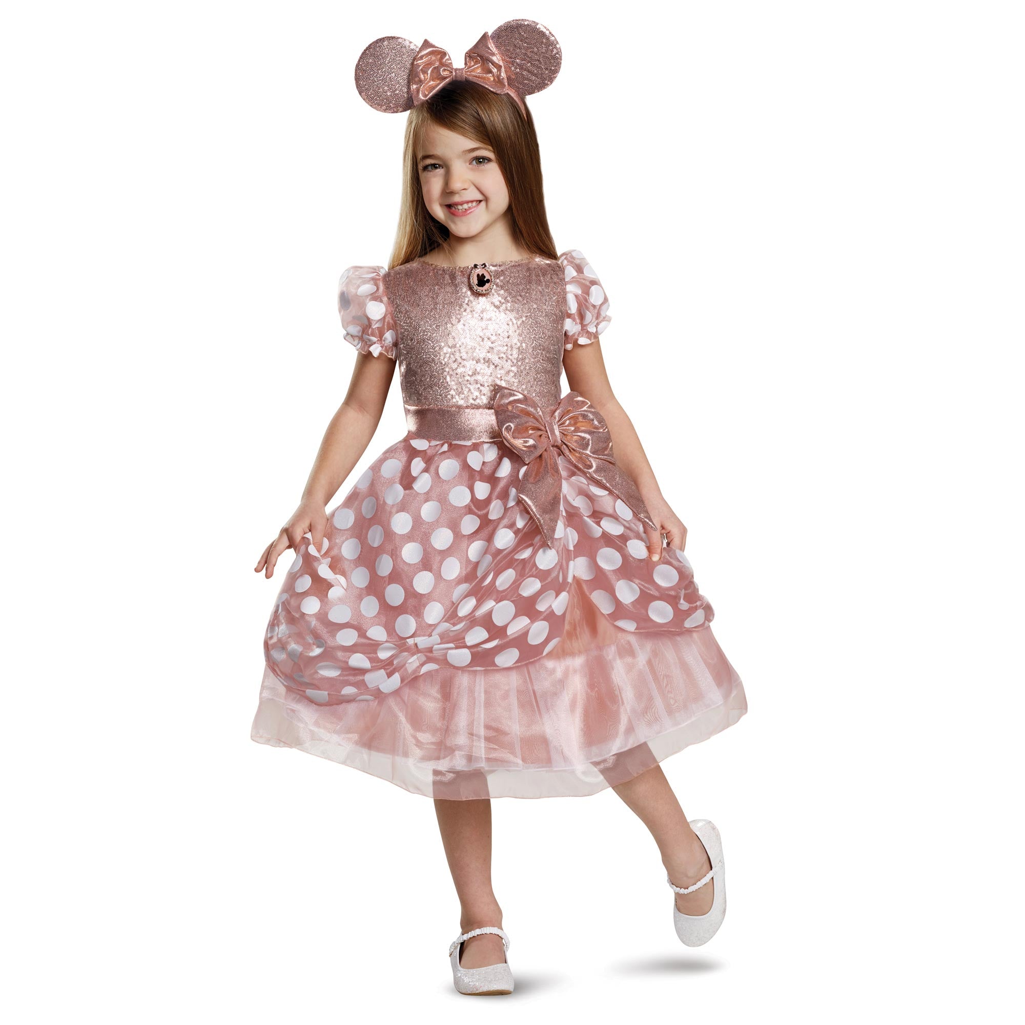 Child Minnie Mouse Rose Gold Deluxe Costume - Party Centre