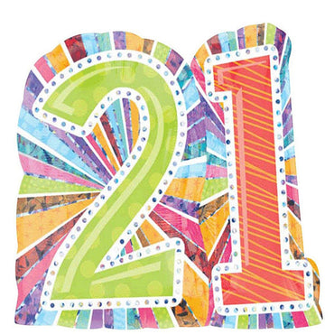 Radiant Birthday 21  Holographic Balloon 27 x 26in Balloons & Streamers - Party Centre - Party Centre