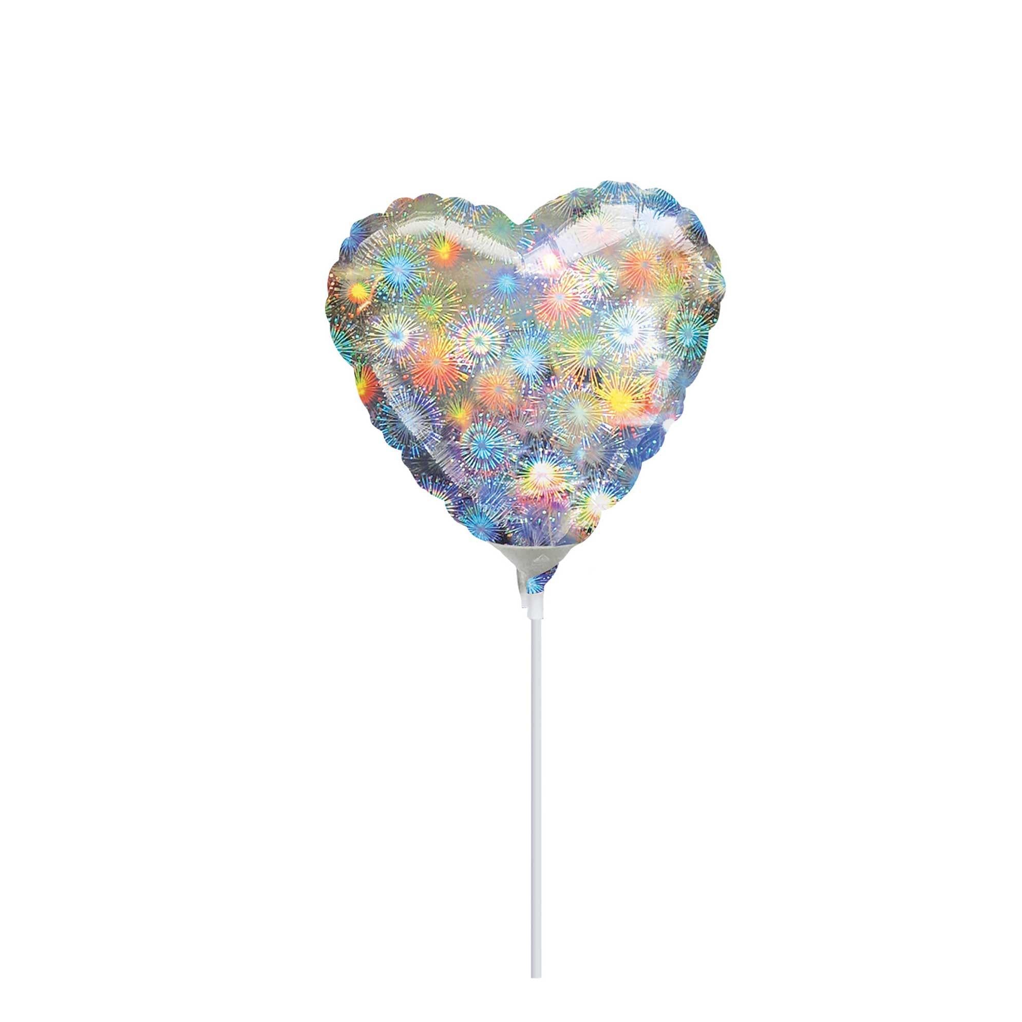 Holographic Fireworks Heart 4in Balloons & Streamers - Party Centre - Party Centre