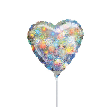 Holographic Fireworks Heart 9in Balloons & Streamers - Party Centre - Party Centre