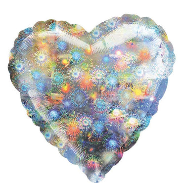 Holographic Fireworks Heart 32in Balloons & Streamers - Party Centre - Party Centre