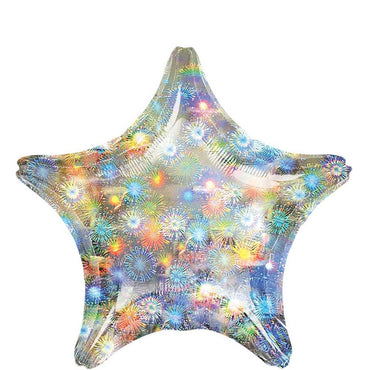 Holographic Fireworks Star Foil Balloon 19in Balloons & Streamers - Party Centre - Party Centre