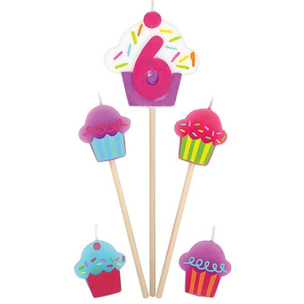 #6 Cupcake Birthday Pick Candle Party Accessories - Party Centre - Party Centre