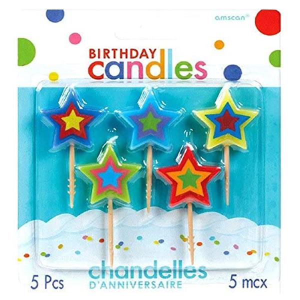 Star Toothpick Birthday Candles 5pcs Party Accessories - Party Centre - Party Centre