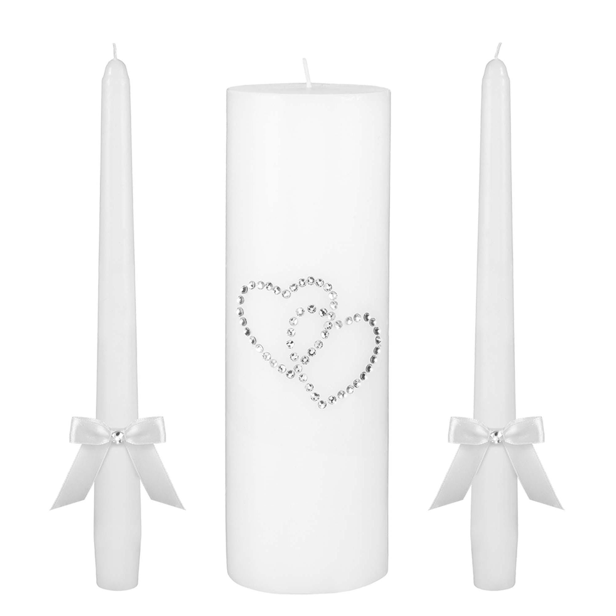 White Hearts Unity Candle Set Party Accessories - Party Centre - Party Centre