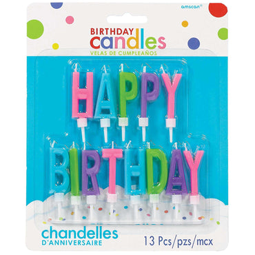 Brights Happy Birthday Letter Candles 13pcs Party Accessories - Party Centre - Party Centre