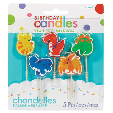 Dinosaur Icon Candles 5pcs - Party Centre