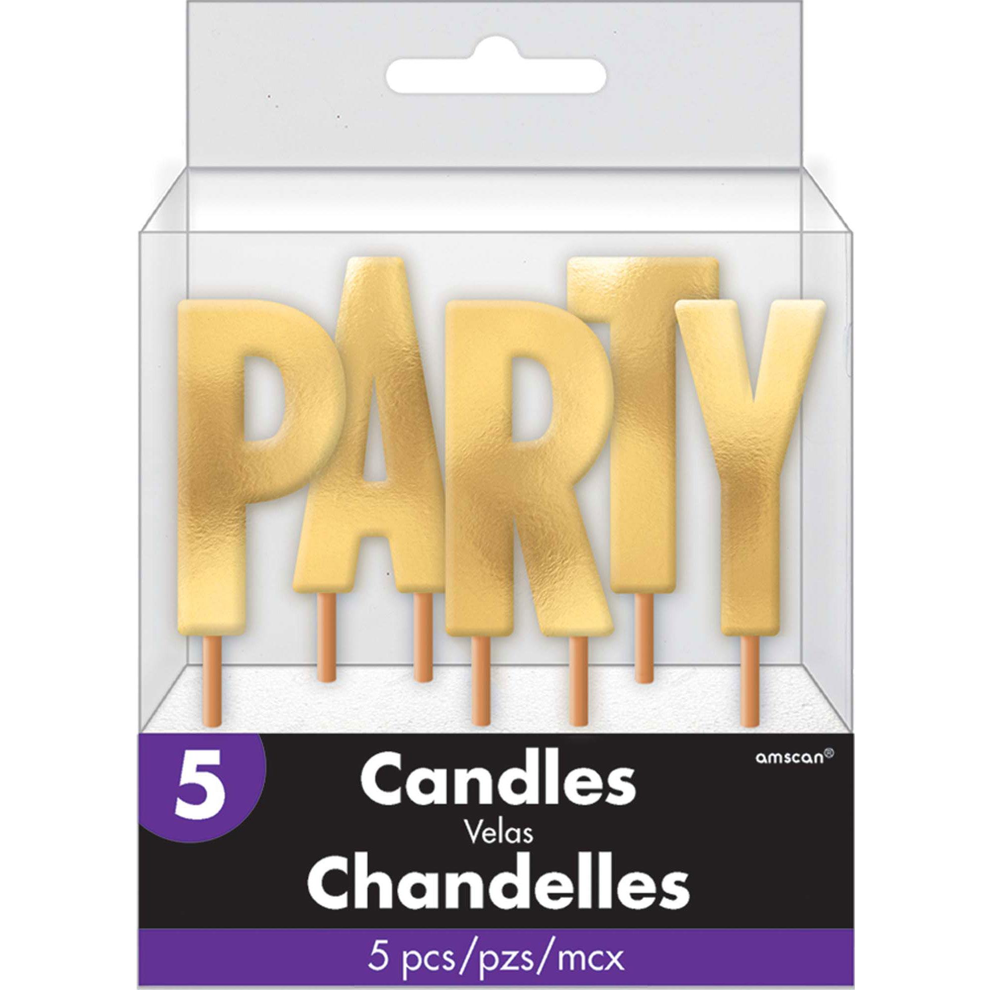 PARTY Gold Metallic Pick Candles 4in, 5pcs Party Accessories - Party Centre - Party Centre