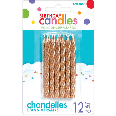 Rose Gold Spiral Candle 3.25in, 12pcs Party Accessories - Party Centre - Party Centre
