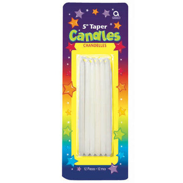 White Mini Tapers 5in, 12pcs Party Accessories - Party Centre - Party Centre