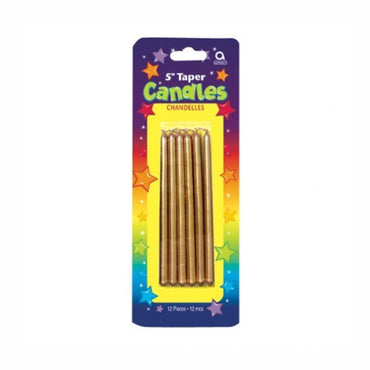 Gold Mini Taper Candles 5in, 12pcs Party Accessories - Party Centre - Party Centre