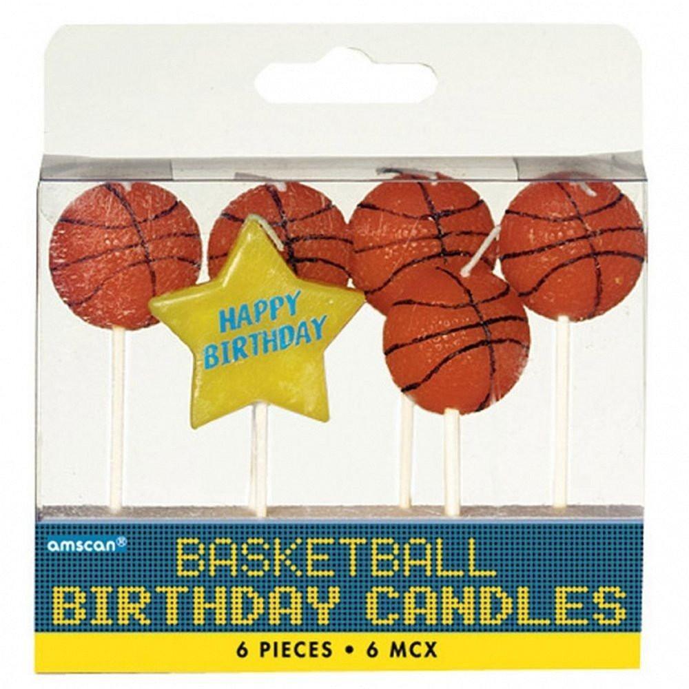 Basketball Birthday Pick Candles 3in, 6pcs Party Accessories - Party Centre - Party Centre