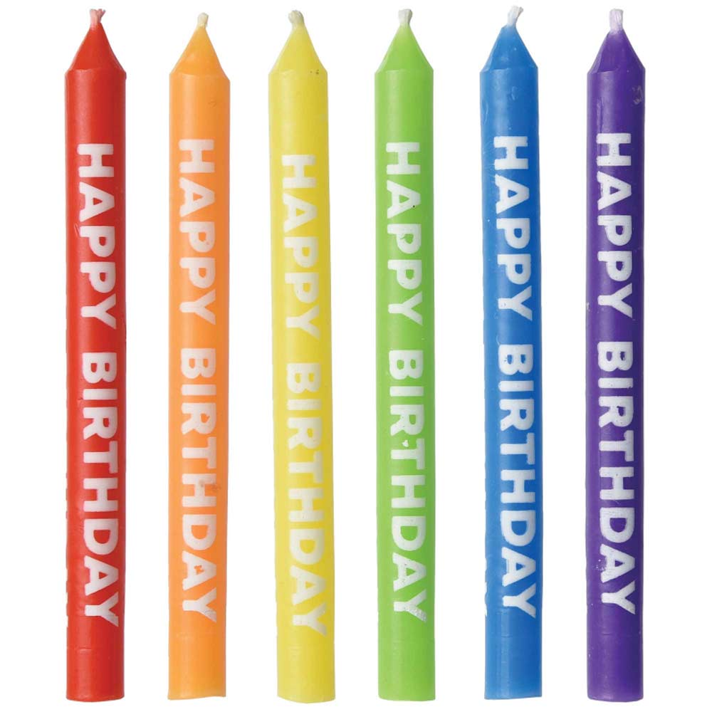 Happy Birthday Rainbow Candles 12pcs - Party Centre