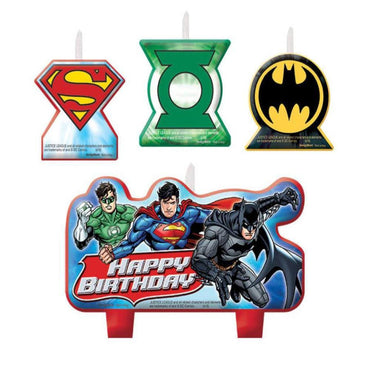 Justice League Birthday Candle Set 4pcs Party Accessories - Party Centre - Party Centre