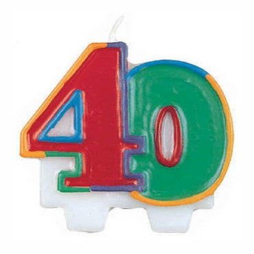 Number 40 Flat Molded Candle 2 3/4in Party Accessories - Party Centre - Party Centre