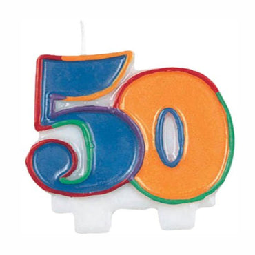Number 50 Flat Molded Candle 2 3/4in Party Accessories - Party Centre - Party Centre