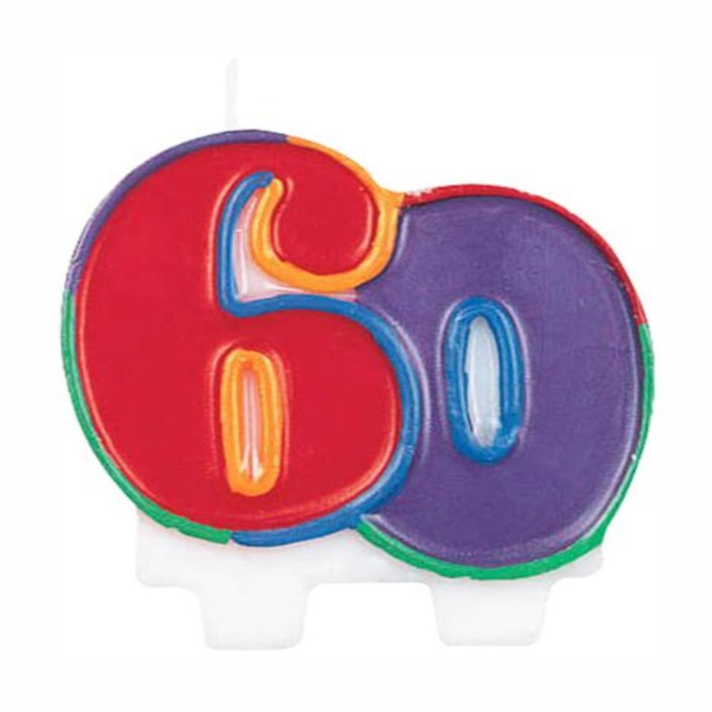 Number 60 Flat Molded Candle 2 3/4in Party Accessories - Party Centre - Party Centre