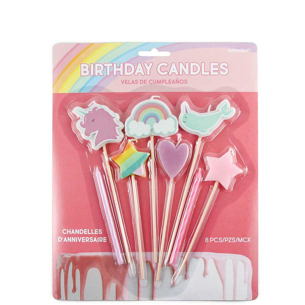 Magical Rainbow Candle Mix 8pcs Party Accessories - Party Centre - Party Centre
