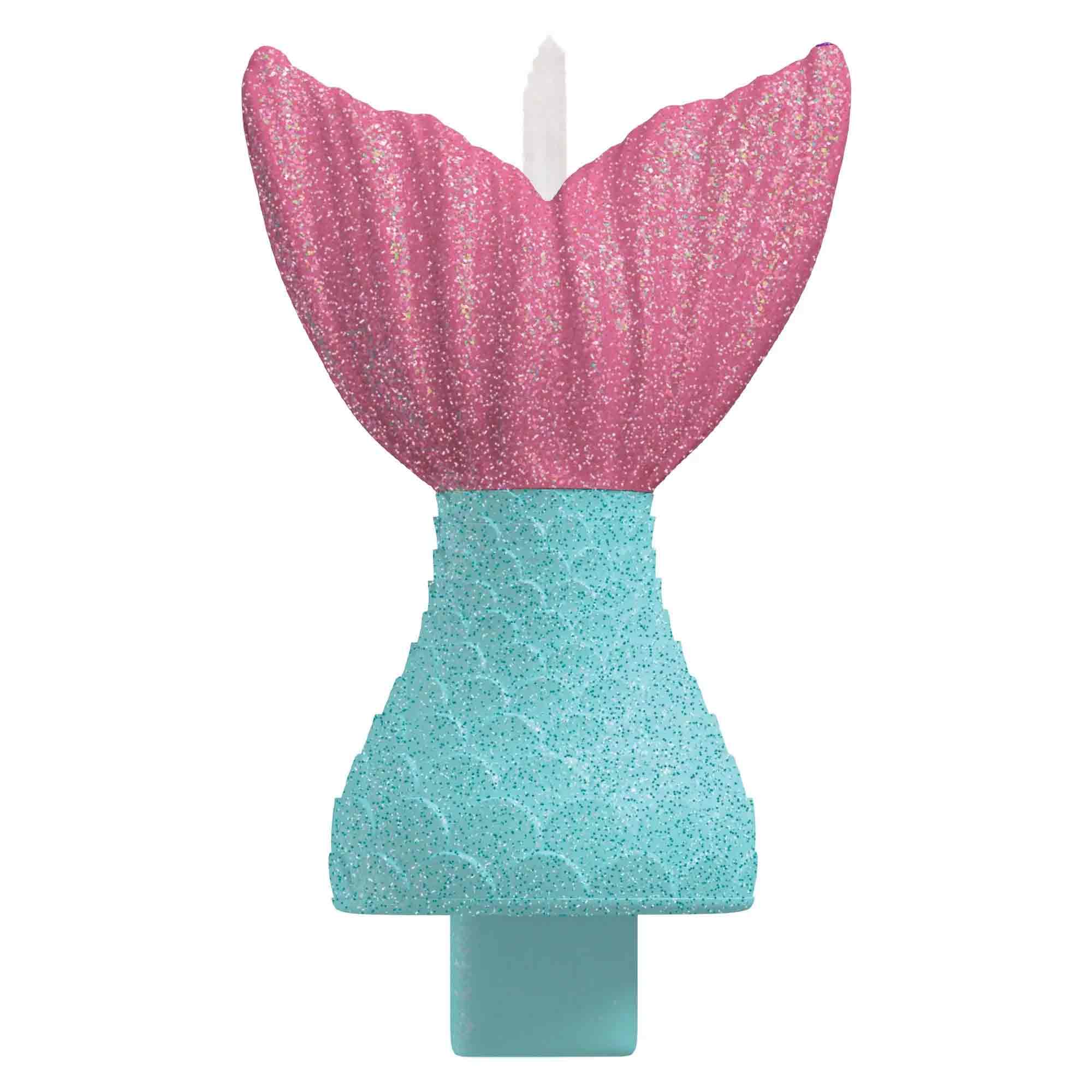 Shimmering Mermaids Tail Birthday Candle with Glitter - Party Centre