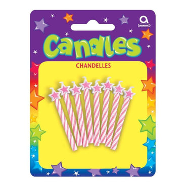Pink Spirals Candles With Star Toppers 2.50in, 8pcs Party Accessories - Party Centre - Party Centre