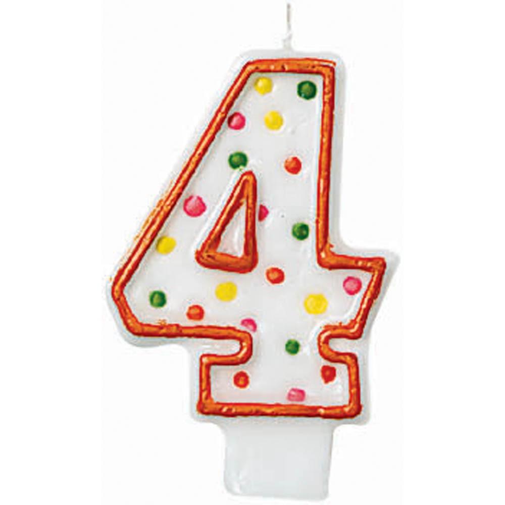 Number 4 Polka Dots Birthday Candle 3in Party Accessories - Party Centre - Party Centre