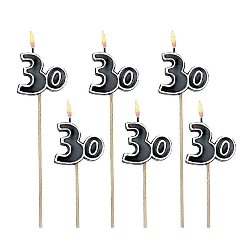 30th Birthday Decorative Pick Candles 6pcs Party Accessories - Party Centre - Party Centre