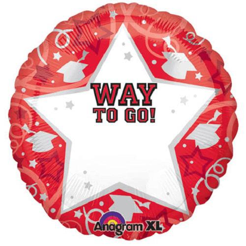 Red Way To Go Grad Personalized Balloon 22in Balloons & Streamers - Party Centre - Party Centre