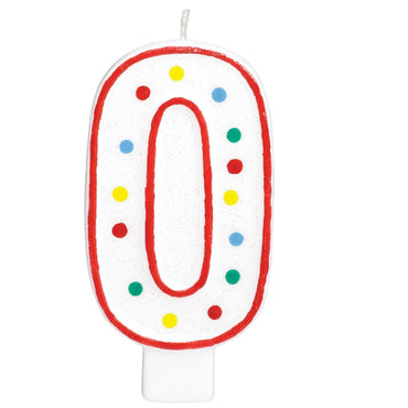 Number 0  Polka Dot Molded Candle 5in Party Accessories - Party Centre - Party Centre