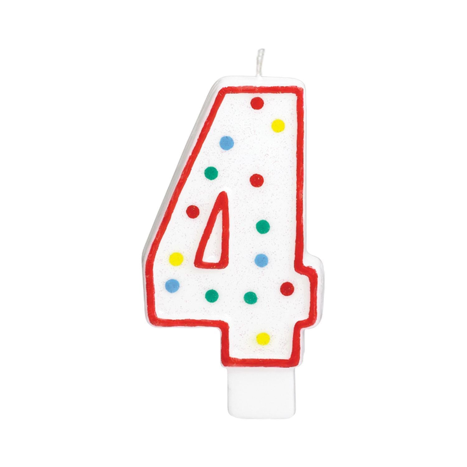 Number 4  Polka Dot Molded Candle 5in Party Accessories - Party Centre - Party Centre