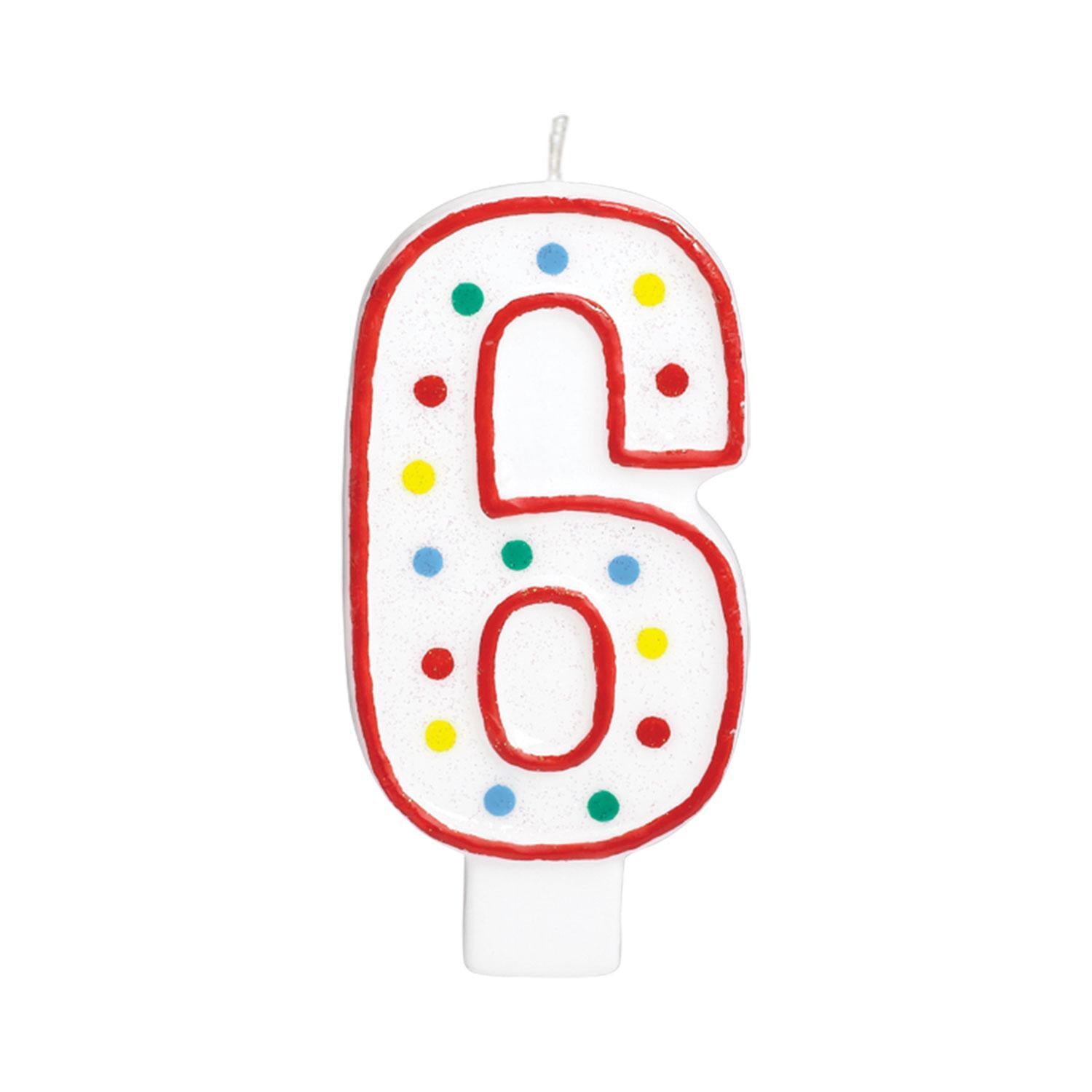 Number 6  Polka Dot Molded Candle 5in Party Accessories - Party Centre - Party Centre