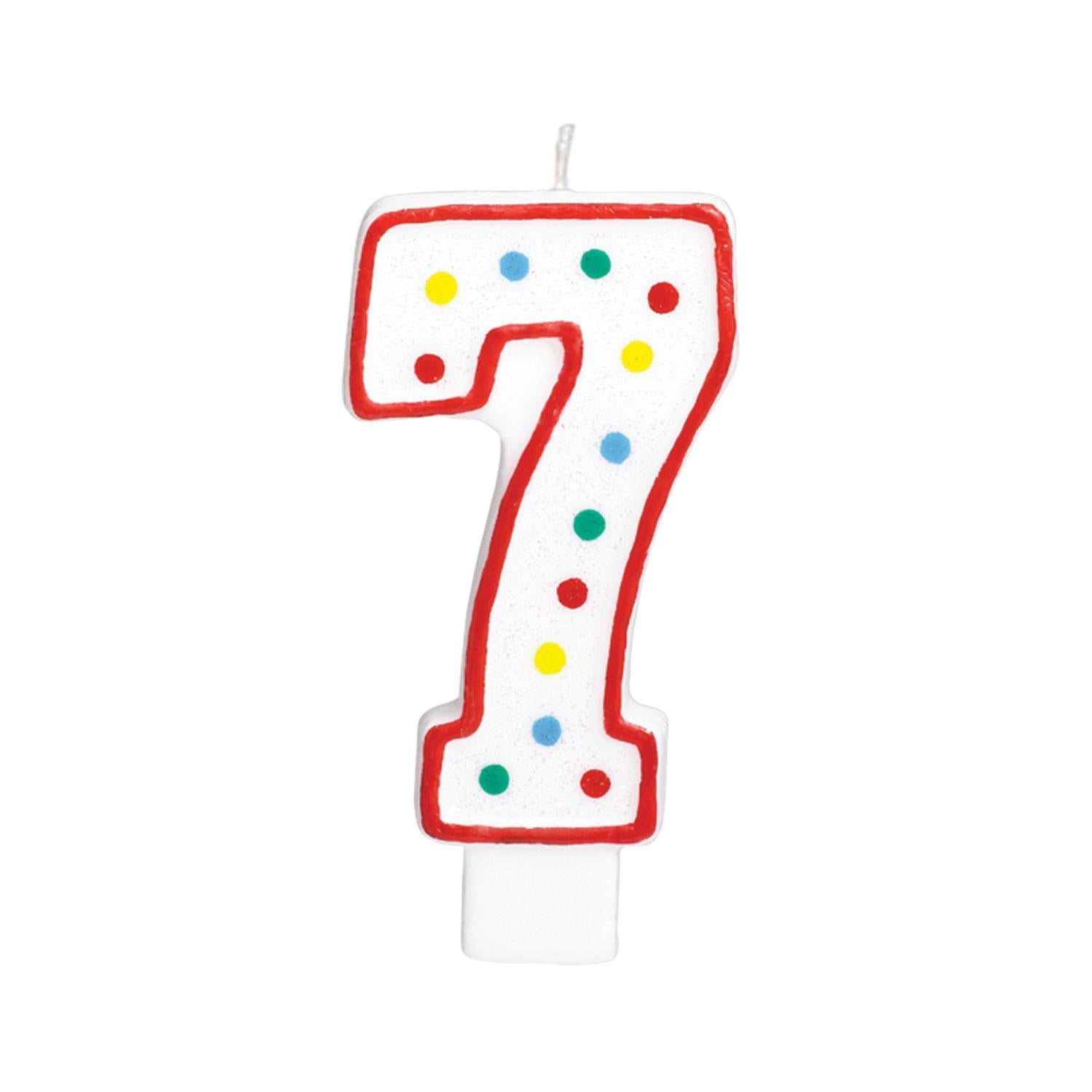 Number 7  Polka Dot Molded Candle 5in Party Accessories - Party Centre - Party Centre