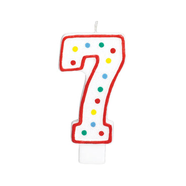 Number 7  Polka Dot Molded Candle 5in Party Accessories - Party Centre - Party Centre