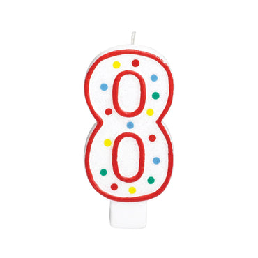 Number 8  Polka Dot Molded Candle 5in Party Accessories - Party Centre - Party Centre