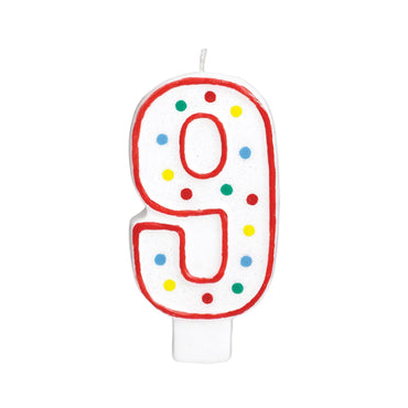 Number 9  Polka Dot Molded Candle 5in Party Accessories - Party Centre - Party Centre