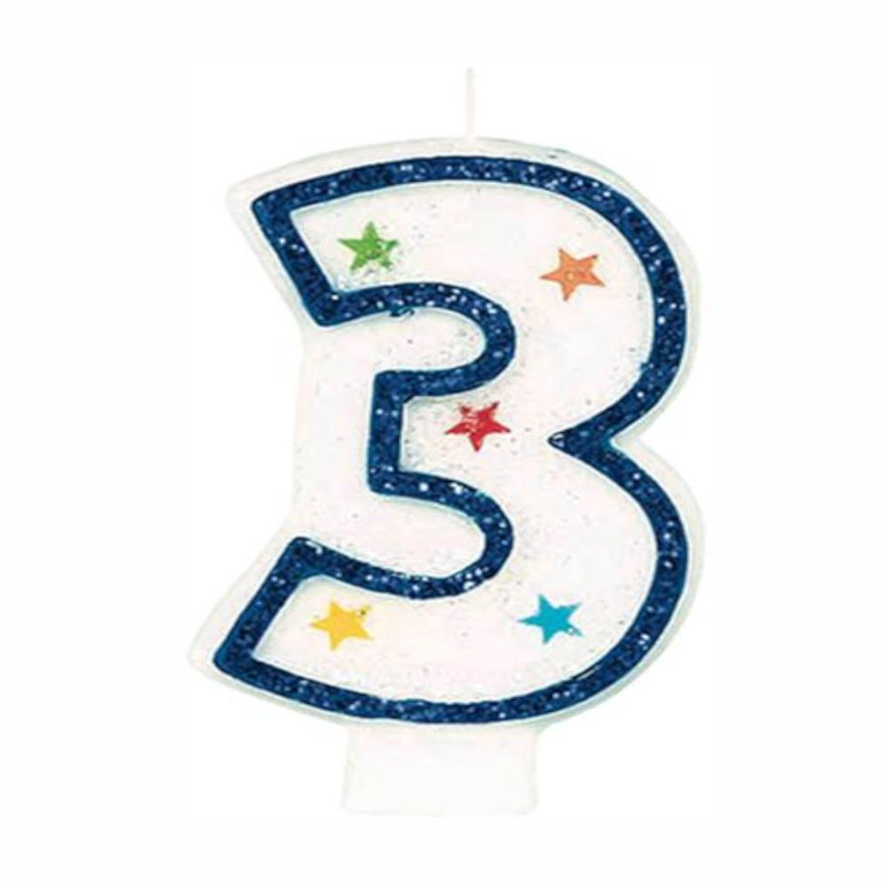 Number 3 Birthday Candle 3in Party Accessories - Party Centre - Party Centre