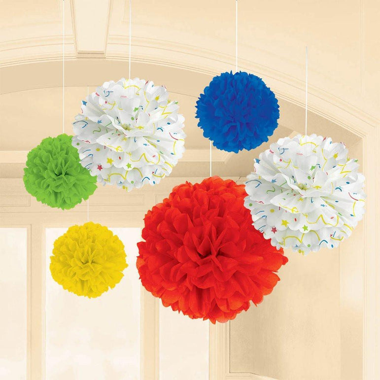 Balloon Bash Fluffy Tissue 6pcs Decorations - Party Centre