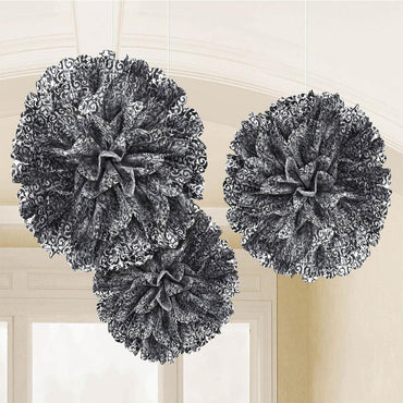 Black Fluffy Decoration Assorted Size 3pcs Decorations - Party Centre - Party Centre