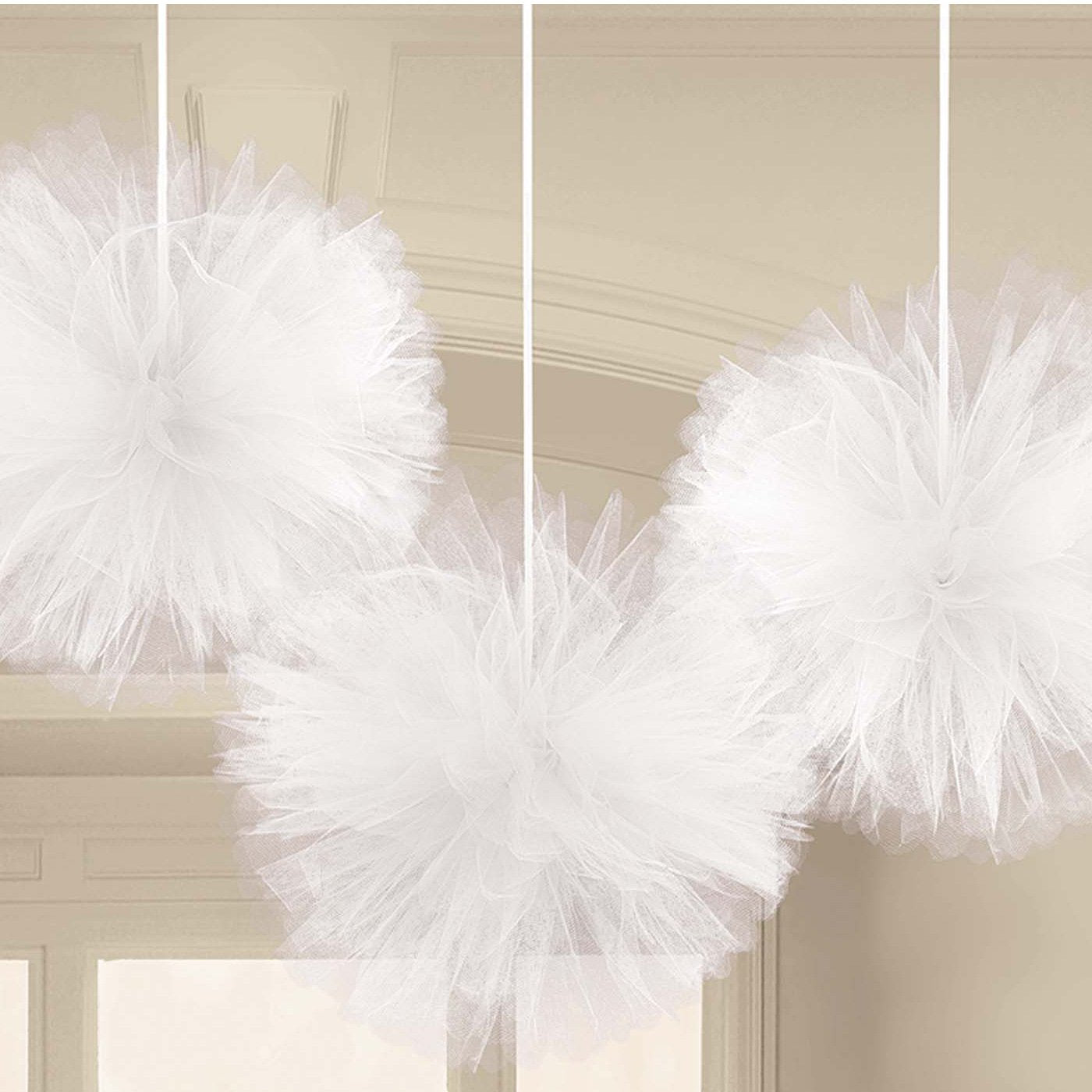 White Fluffy Tulle Wedding Decoration - Party Centre