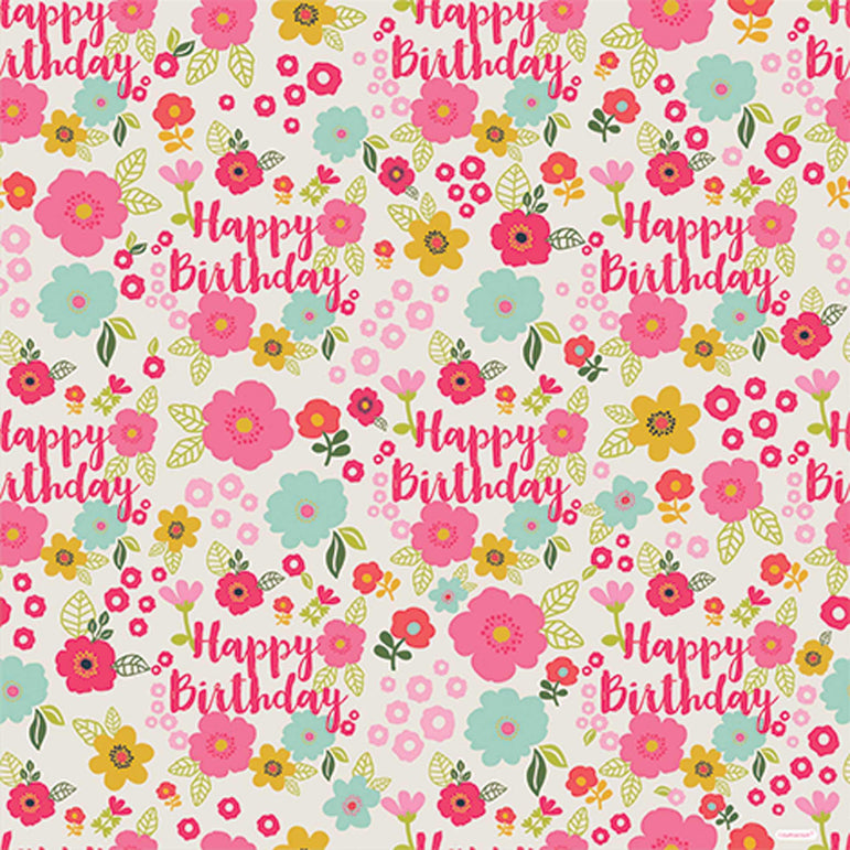 Floral Birthday Gift Wrap Value Roll Party Favors - Party Centre