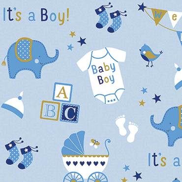 Baby Boy Elephant Jumbo Paper Gift Wrap Party Favors - Party Centre - Party Centre
