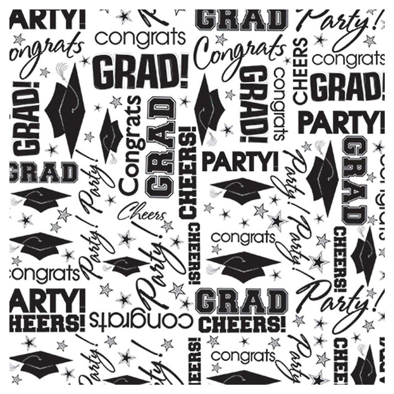 Graduation Black & White Wrapping Tissue Paper 8pcs Party Favors - Party Centre