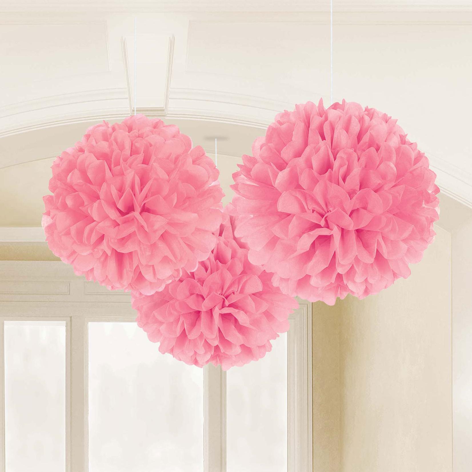New Pink Fluffy Decorations Tissue Paper 3pcs Decorations - Party Centre - Party Centre